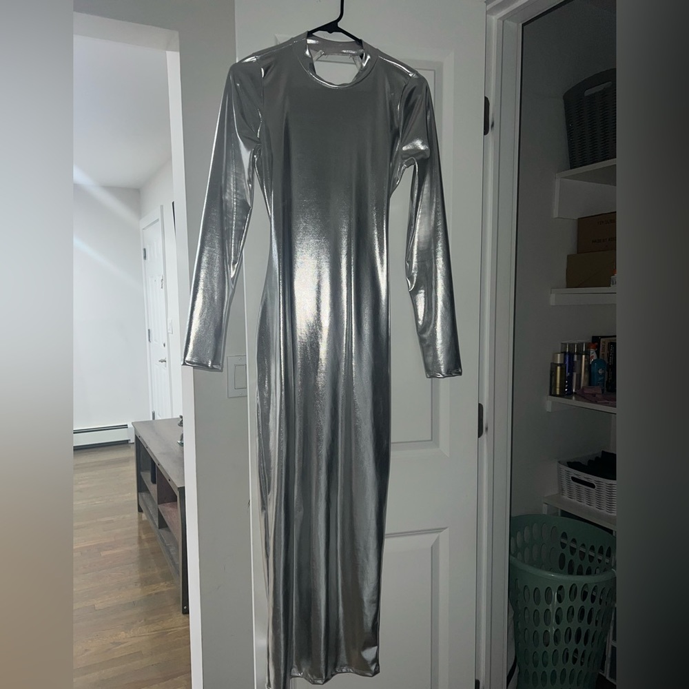 Metallic silver dress